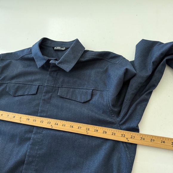 Arcteryx The Lattis Long Sleeve Snap Up Flannel Shirt Navy Blue Mens LARGE - Picture 6 of 10